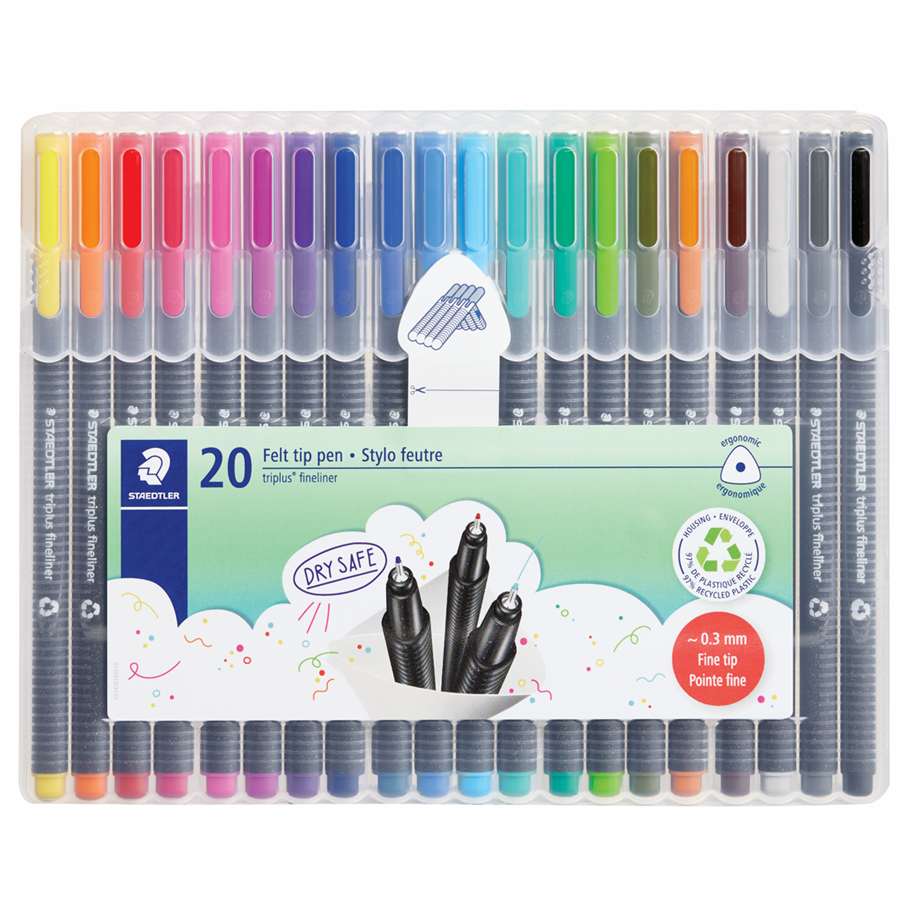 Staedtler Triplus Fineliner Felt Tip Pens (0.3 mm) - 20 pack image