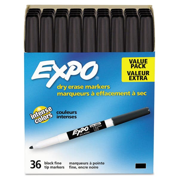 Expo Low Odor Dry Erase Fine Tip Marker (black)  - 36 pack image
