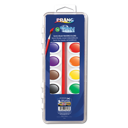 Prang Watercolour Oval Paint Set (16 colours) - includes brush image