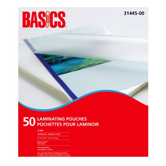 Basics 3 Mil Heat Laminating Pouches - 50 Pouches image