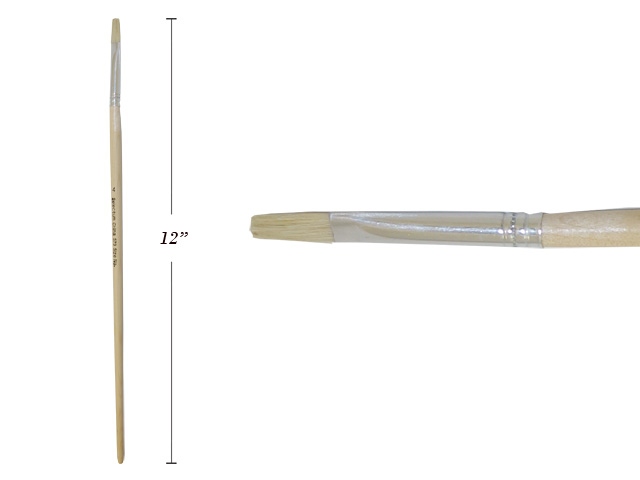 Flat Hog Hair Bristle Brush w/ Long Handle - Size 4 image