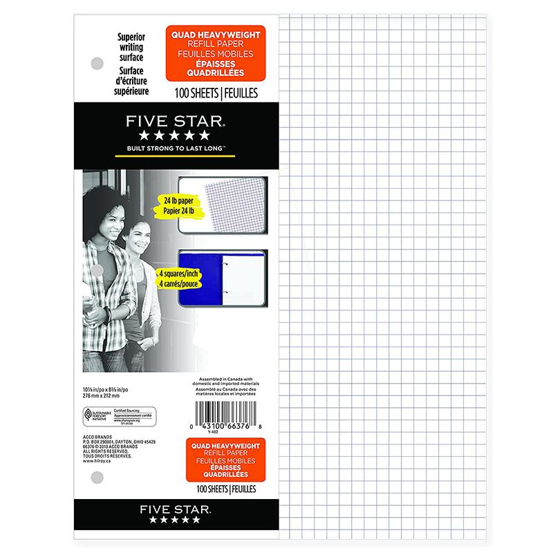 Five Star Quad 4:1 Heavyweight Paper - 100 Sheets image