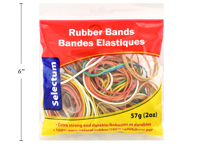 Rubber Bands / Elastics - Assorted Sizes and Colours (57g) image
