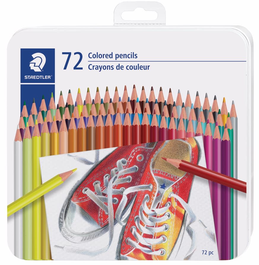 Staedtler Coloured Pencils (pre-sharpened) in Metal Tin - 72 pack image