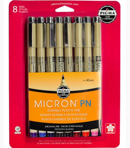 Sakura Pigma Micron PN Coloured Pens - Set of 8 image