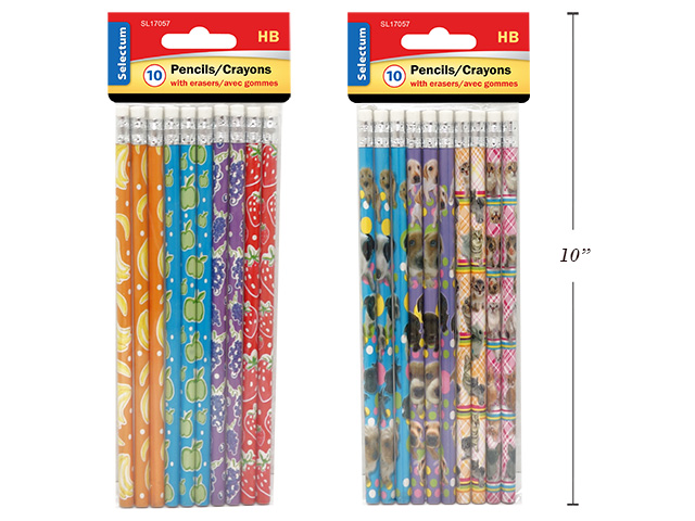 Design Printed Pencils w/ Eraser Top - 10 Pack image