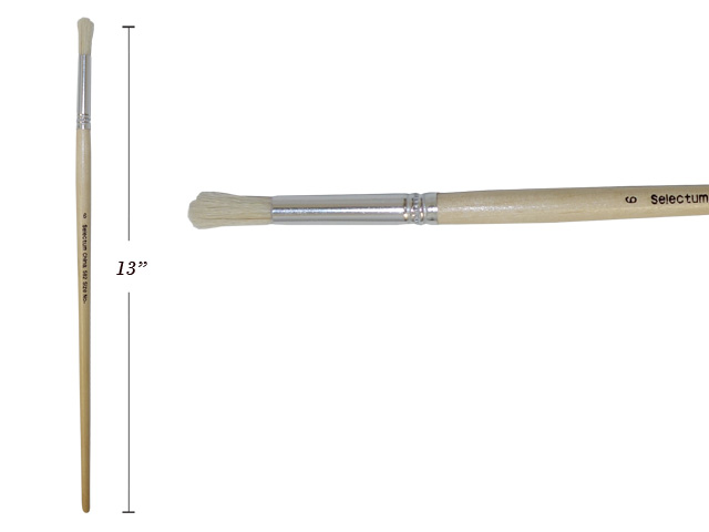 Round Hog Hair Bristle Brush w/ Long Handle - Size 6 image