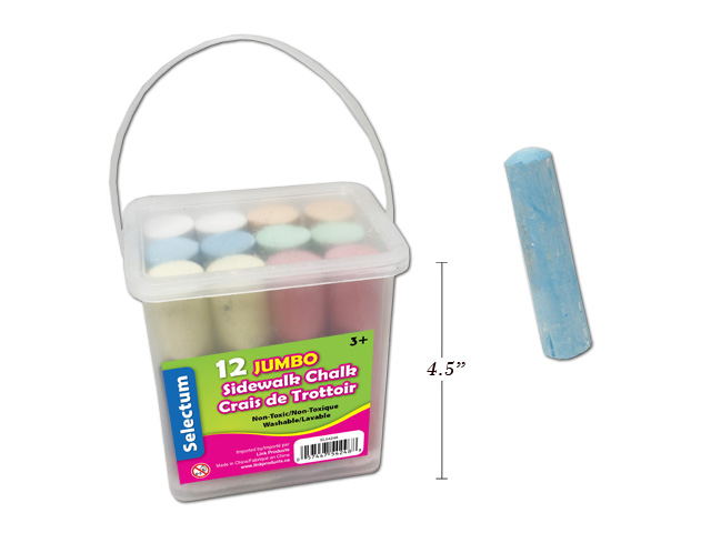 Jumbo Sidewalk Chalk Bucket, Asst. Colours - 12 Pack image