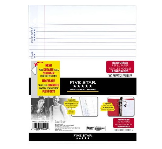 Five Star Reinforced Looseleaf Paper - 100 Sheets image