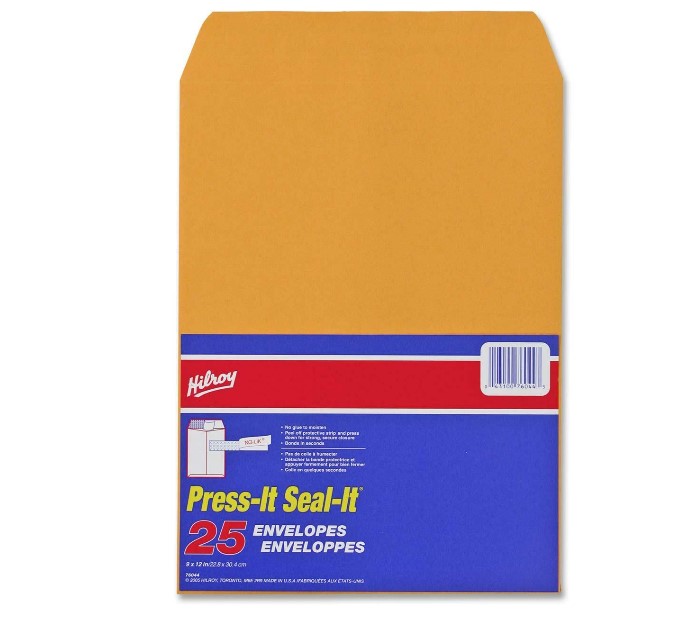Hilroy Kraft Press It-Seal It Envelopes (9