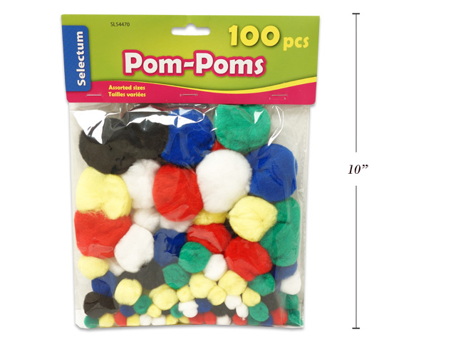 Pom Poms, Assorted Colours and Sizes - 100 Pack image
