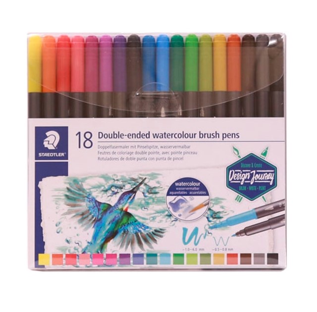 Staedtler Double-Ended Watercolour Brush Art Pens - 18 Pack image