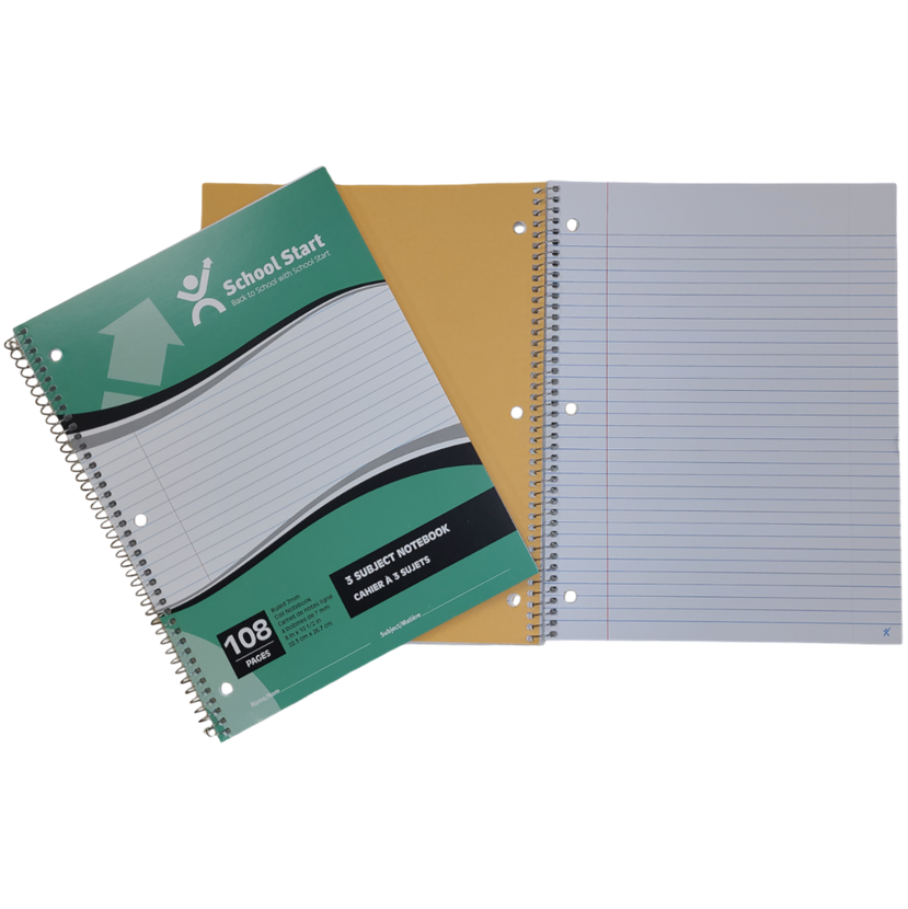 School Start Coil 3 Subject Note Book (10 1/2