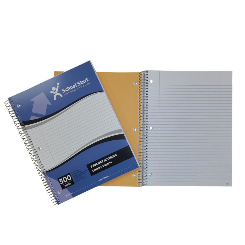 School Start Coil 3 Subject Note Book (10 1/2