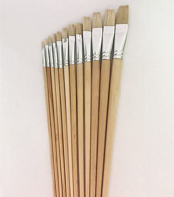 Flat Hog Hair Bristle Brush w/ Long Handle - Size 1 image