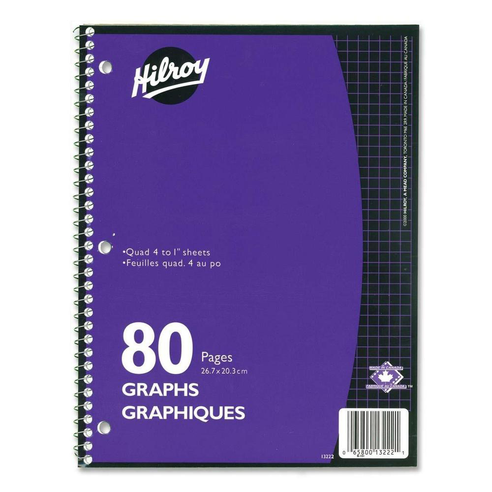 Hilroy Coil 4:1 Quad Note Book (10 1/2
