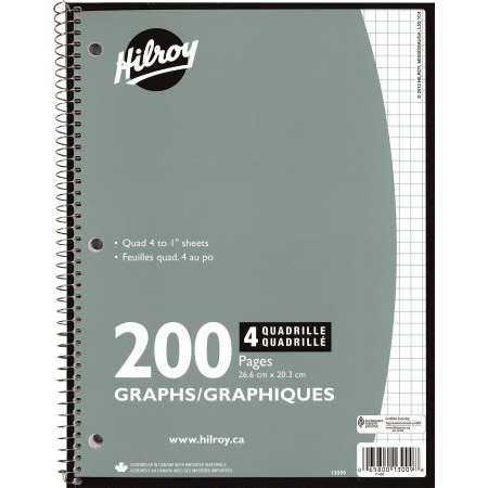 Hilroy Coil Graph (4:1 Quad) Notebook (10 1/2
