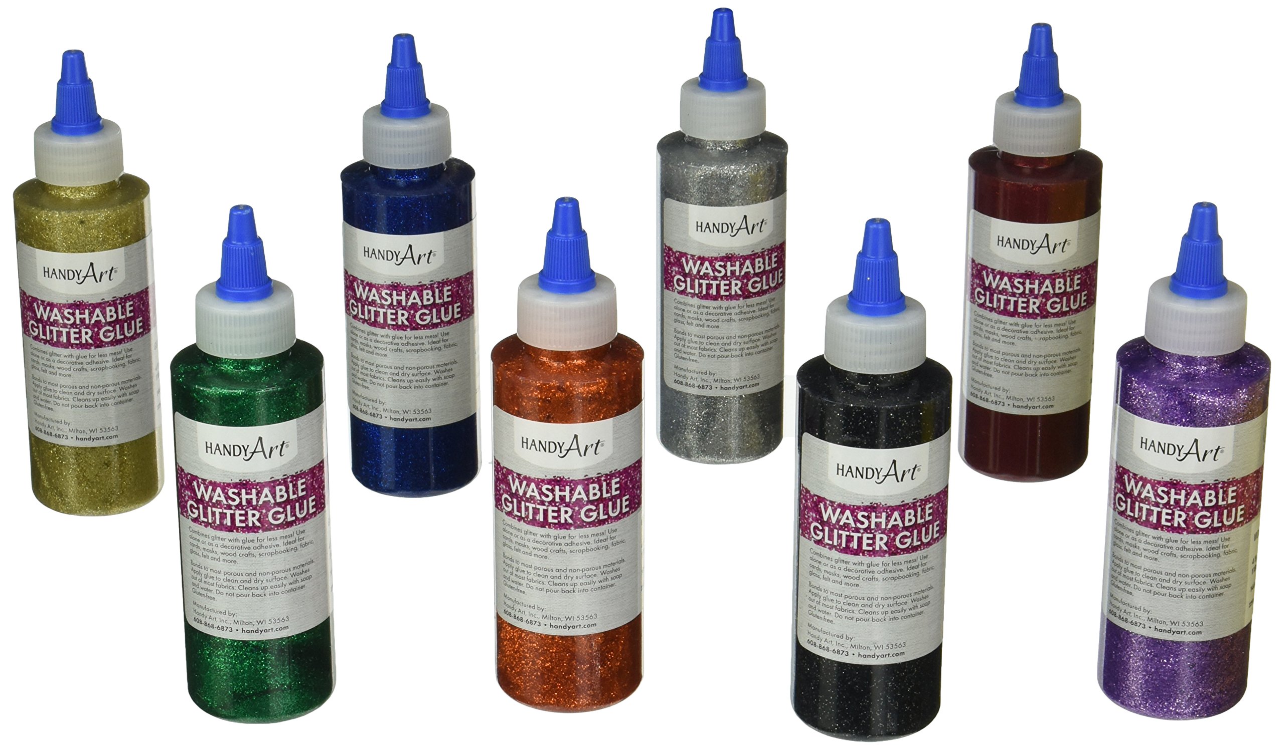 Handy Art Washable Glitter Glue (8 pack: Assorted Colours - 4oz / 113g each) image