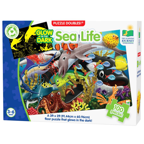 Glow in the Dark Sea Life Floor Puzzle - 100 pieces image
