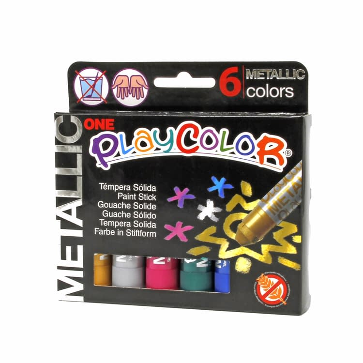 Playcolor Tempera Paint Sticks, Metallic Colours - 6 Pack image