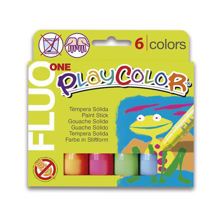Playcolor Tempera Paint Sticks, Fluorescent Colours - 6 Pack image