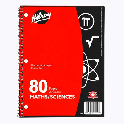 Hilroy Coil Note Book - Math & Science (10 1/2