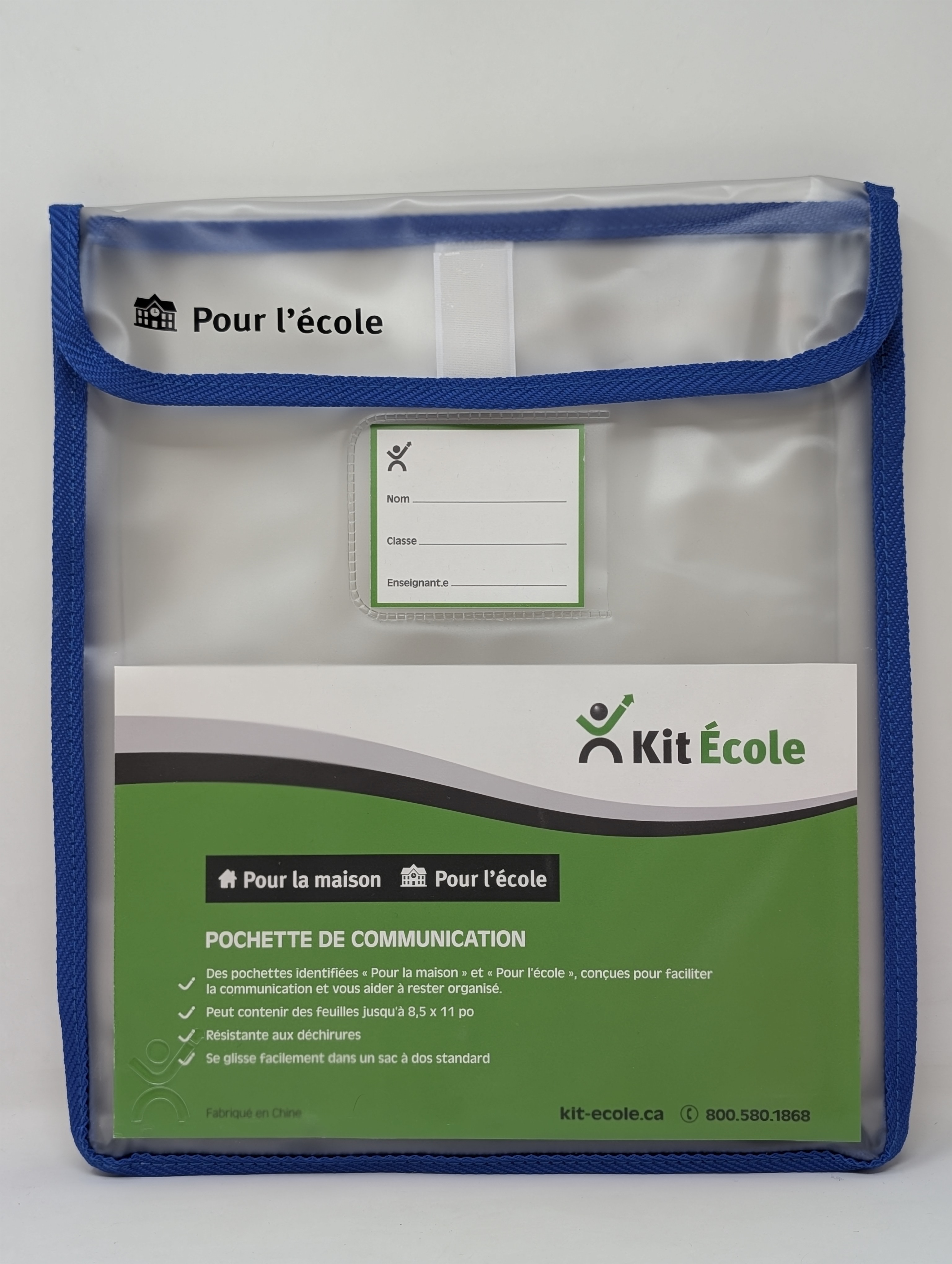 Kit École Pochette de communication maison/école (12,5 po x 11 po) - bleu foncé image