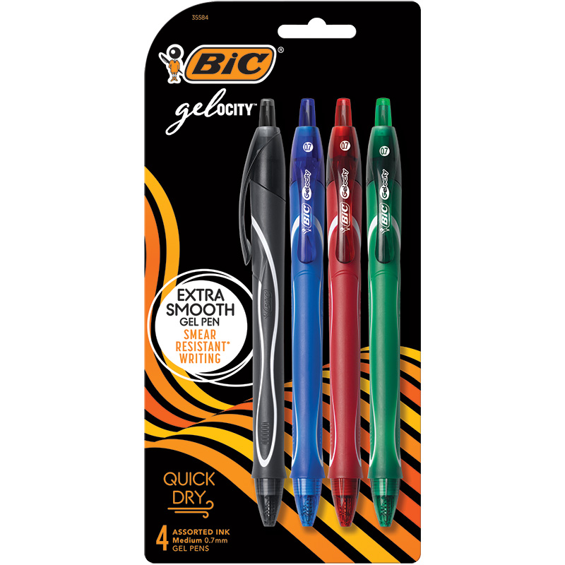 Bic Gelocity Gel Pens - 4 pack (Assorted Colours) image