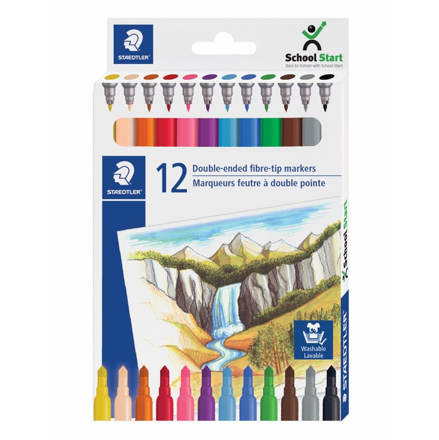 Staedtler Double-Ended Fine/Super Tip Washable Markers - 12 Pack image
