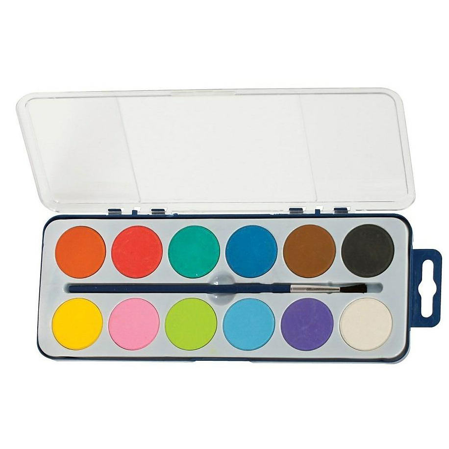 School Start Watercolour Paint Cakes Set (12 colours) - includes brush image