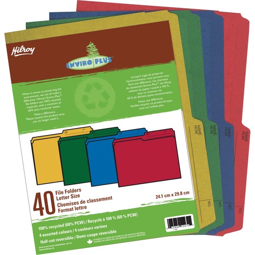 Hilroy File Folder Letter (1/2 Cut Tab) - Assorted Colours (40 pack) image