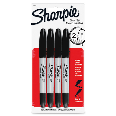 Sharpie Twin-Tip Marker (black) - 4 pack image