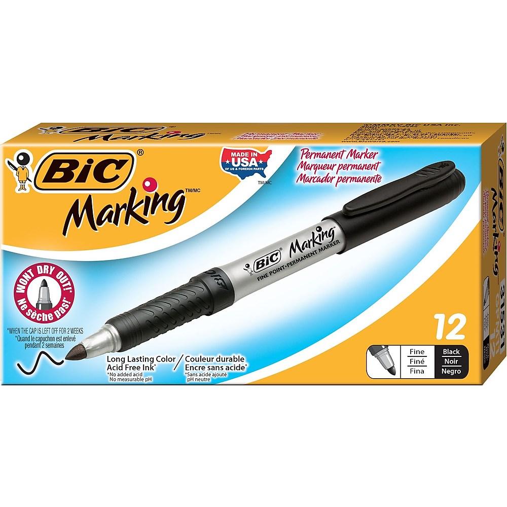 Bic Mark-It Fine Tip Permanent Marker (Black) - 12 pack image
