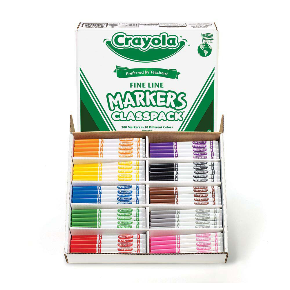 Crayola Fine Line Markers - Non-Washable (20 x 10 colours) - 200 pack image