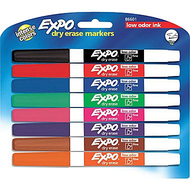 Expo Low Odor Dry Erase Fine Tip Markers - 8 pack (Assorted Colours) image