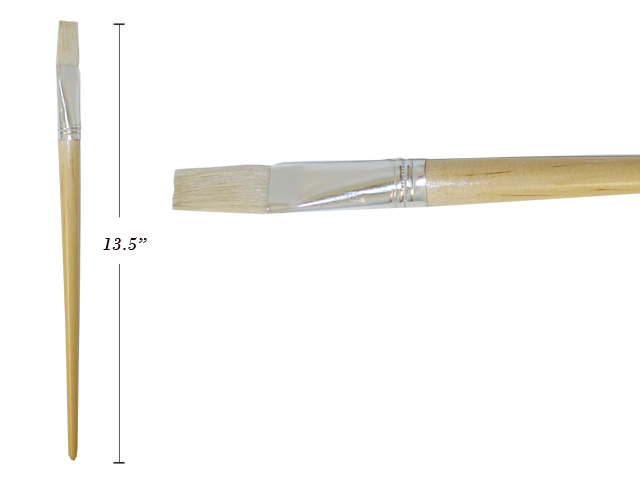 Flat Hog Hair Bristle Brush w/ Long Handle - Size 12 image