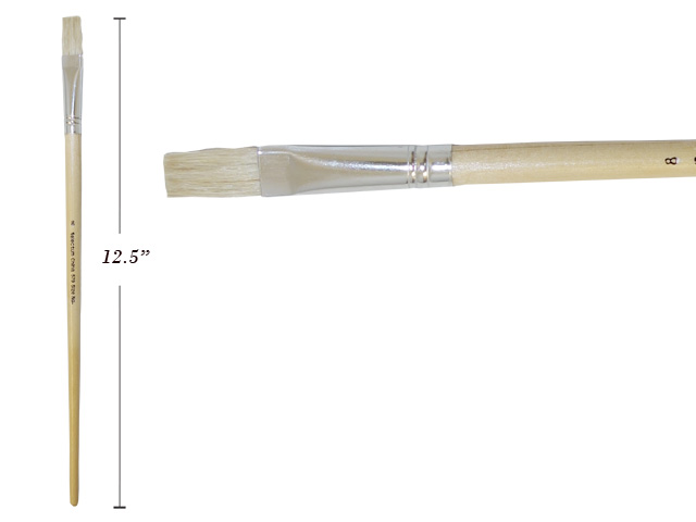 Flat Hog Hair Bristle Brush w/ Long Handle - Size 8 image